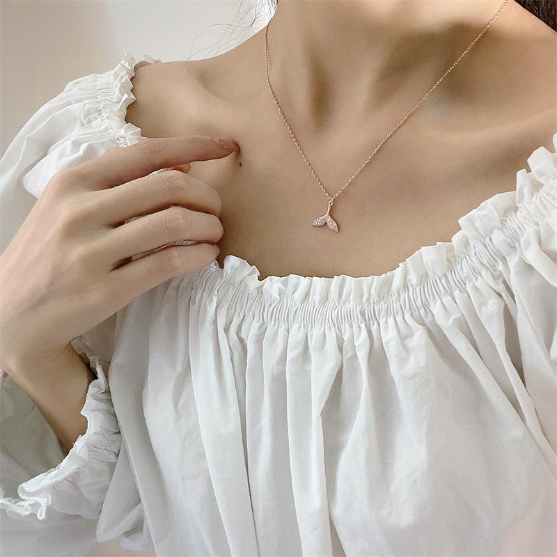 Chic Minimalist Fishtail Collarbone Chain Necklace Delicate Summer Daily Wear Pendant For Women