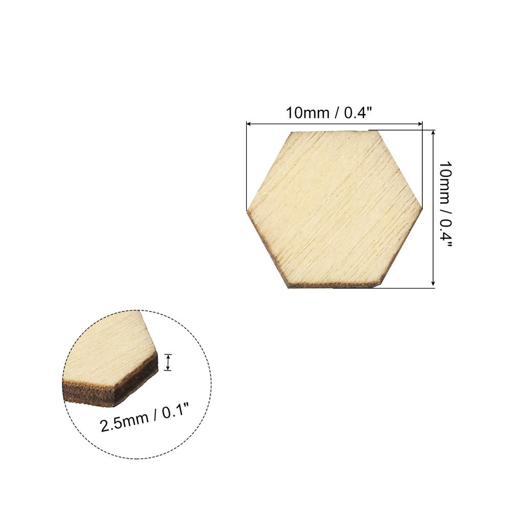 50/100/200pcs Wood Pieces Unfinished Hexagonal Wood Shapes Blank Wooden Cutouts Ornaments Natural for Christmas Craft Projects