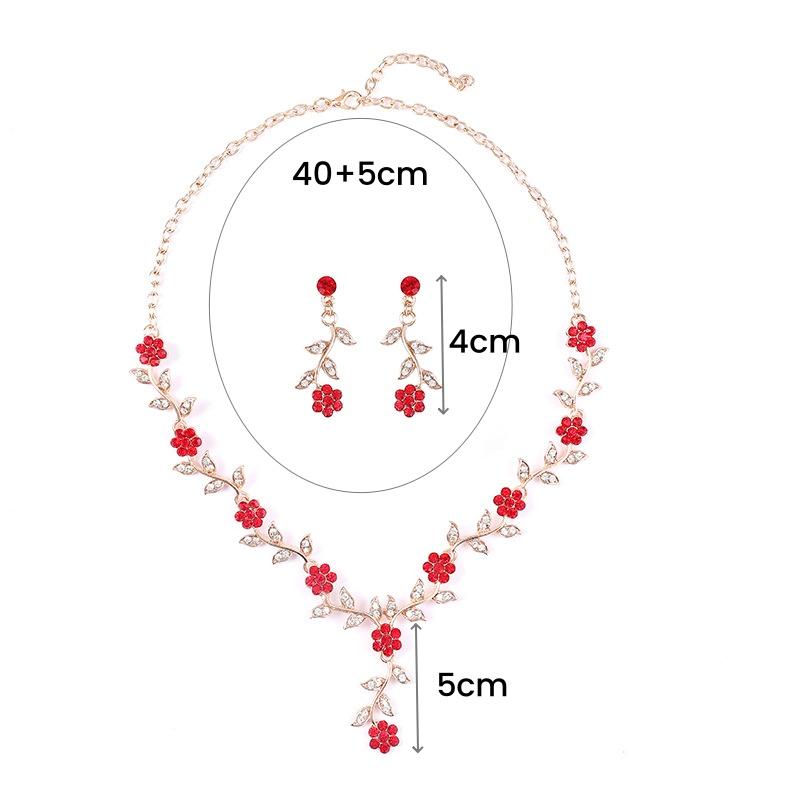 Rhinestone Bride Jewelry Sets for Women Flower Choker Earrings Wedding Dress Bridal Accessories