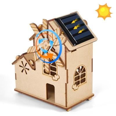 Drewniane puzzle 3D Zestaw naukowy energia słoneczna Zabawka edukacyjna STEM Dla chłopców i dziewcząt w wieku model rzemieślniczy naukowy Zestaw zasilany energią słoneczną, (wiatrak) zabawka,