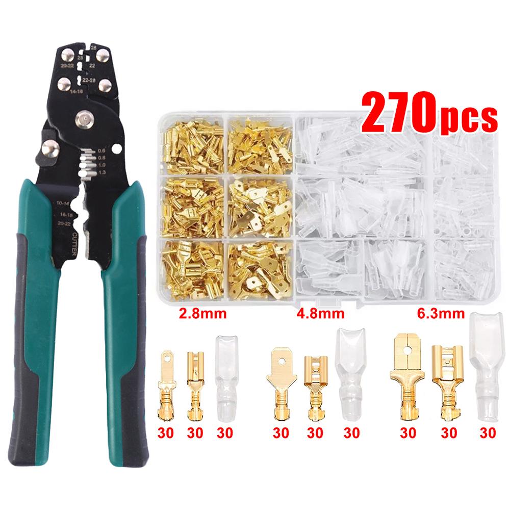 Wire Crimp Terminals Set 2.8/4.8/6.3mm Copper Male Female Wire Spade Connectors with Insulated Sleeve Electrical Conector Box