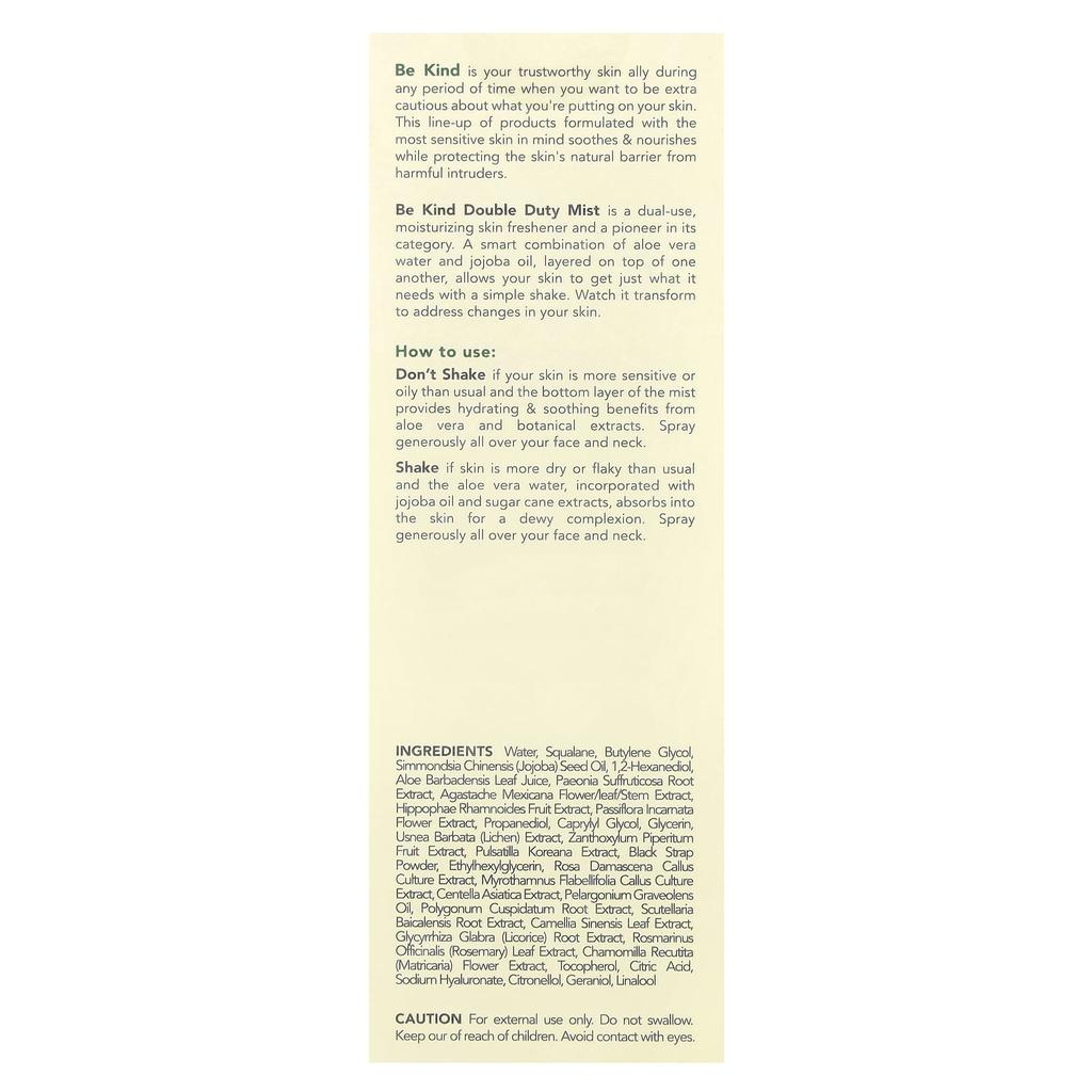 Be Kind, Double Duty Mist, 110Ml(3.72Fl Oz)