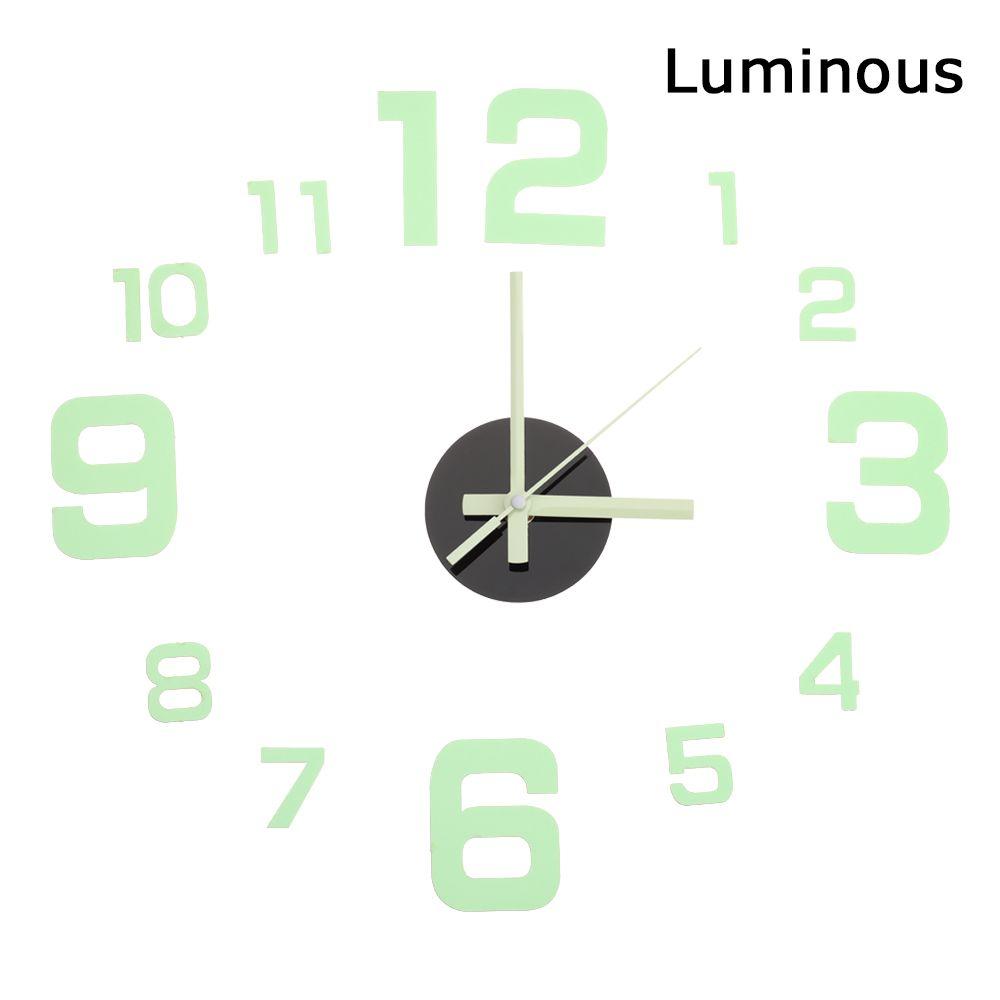 DIY Luminous Stickers Wall Decor Wall Clock Digital Clock 3D