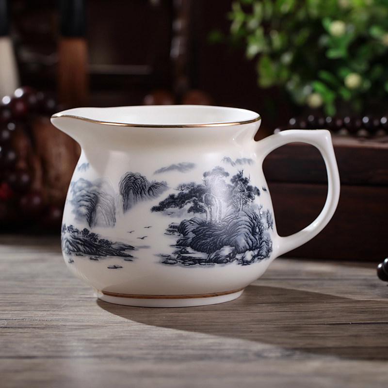 Tea Sea Blue & White Porcelain Gong Dao Bei: 250ml Spare Parts Milk Jug & Tea Separator Cold Pot.