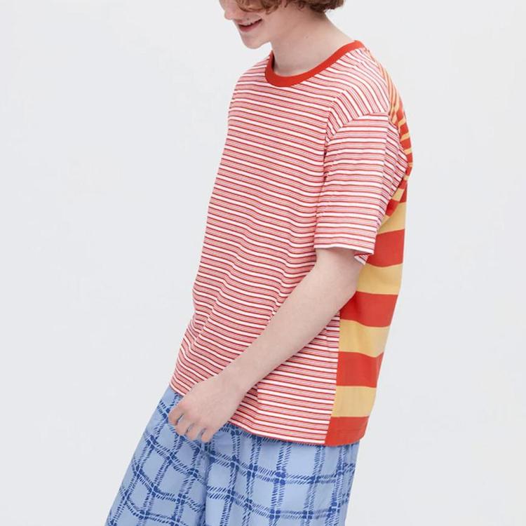 Uniqlo x MARNI Border Crewneck T-Shirt (Asia Sizing) Red Unisex Streetwear 449634-15