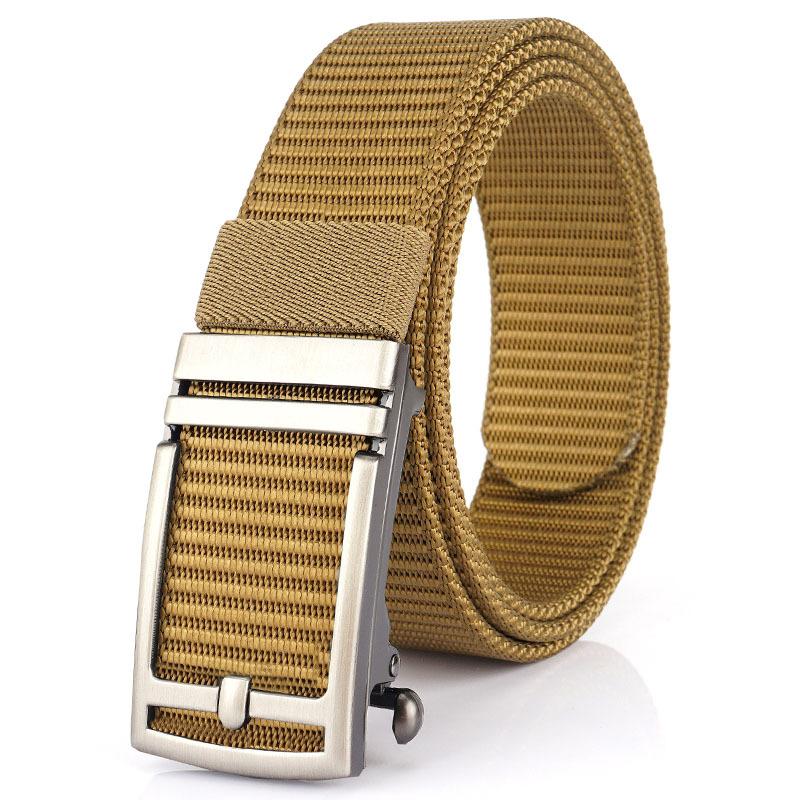 New Men'S Commuting Belt With Automatic Buckle Nylon Waistband, Outdoor Leisure Versatile Double-Layer Thick Belt