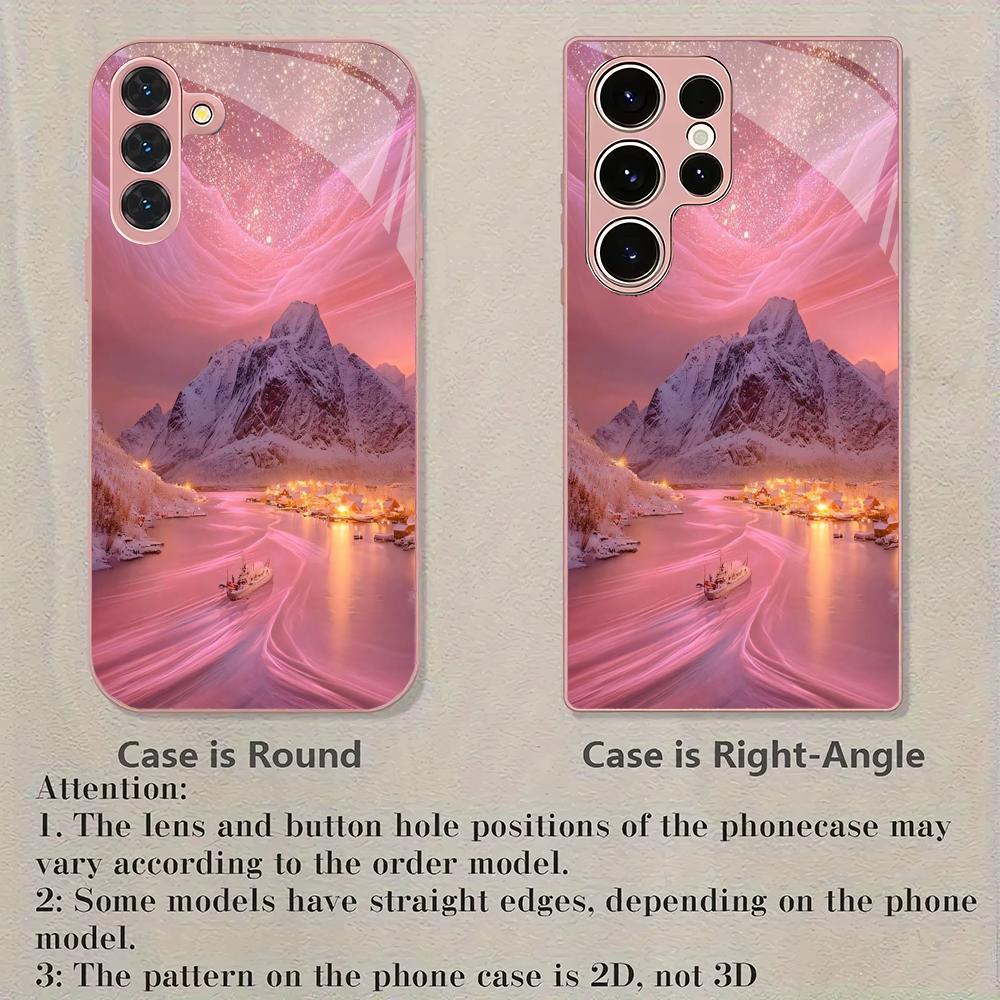 Pink series design glass phone case suitable for Samsung Galaxy S26 S25 S24 S23 S22 S20 FE/Ultra/Plus shockproof back cover