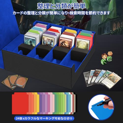 HIMOMO Deck Case, Holds Over 3200 Cards, 4 Columns, Magnetic Loader, PU Leather Vertical Game Card Box with 24 Compartments, Premium Magnetic Storage
