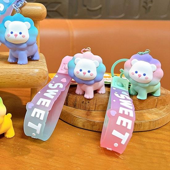 3D Cartoon Lion Keychain Cute Resin Animal Hanging Bag Charm for Purse Backpack