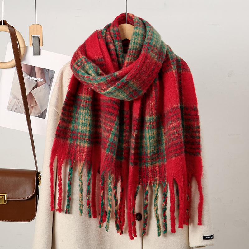 Winter Thick Stripe Cashmere Scarf Pashmina Tassels Shawls For Woman Lady Fashion Large Wraps Soft Warm Muffler Famale Scarves