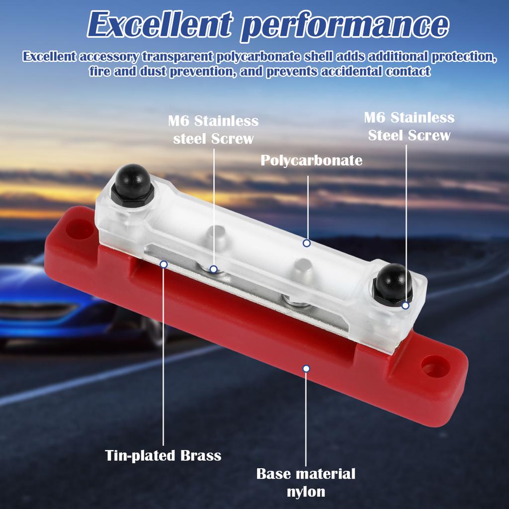4 Way Battery Terminal Distribution Block 150A 48V Professional Power Distribution Block M6 Stable Bus Bar Distributor Block
