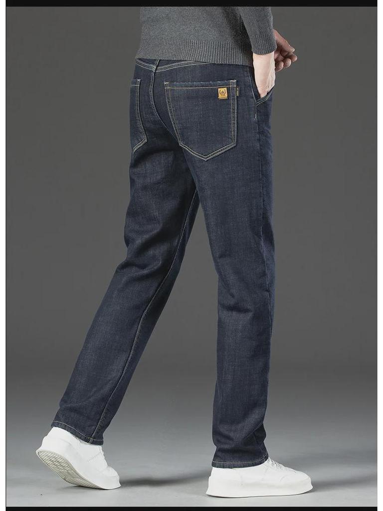 Jeans da Uomo Invernali a Vita Alta Larghi Dritti in Velluto - Pantaloni Comodi di Qualità per Papà di Mezza Età