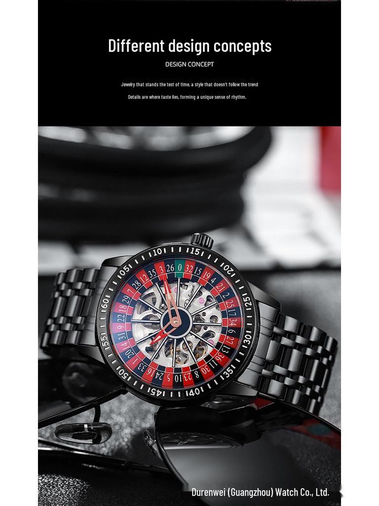 Beliebte Durenway Herren Automatikuhr mit Roulette-Drehteller – Wasserdicht, Leuchtend, Modisch.
