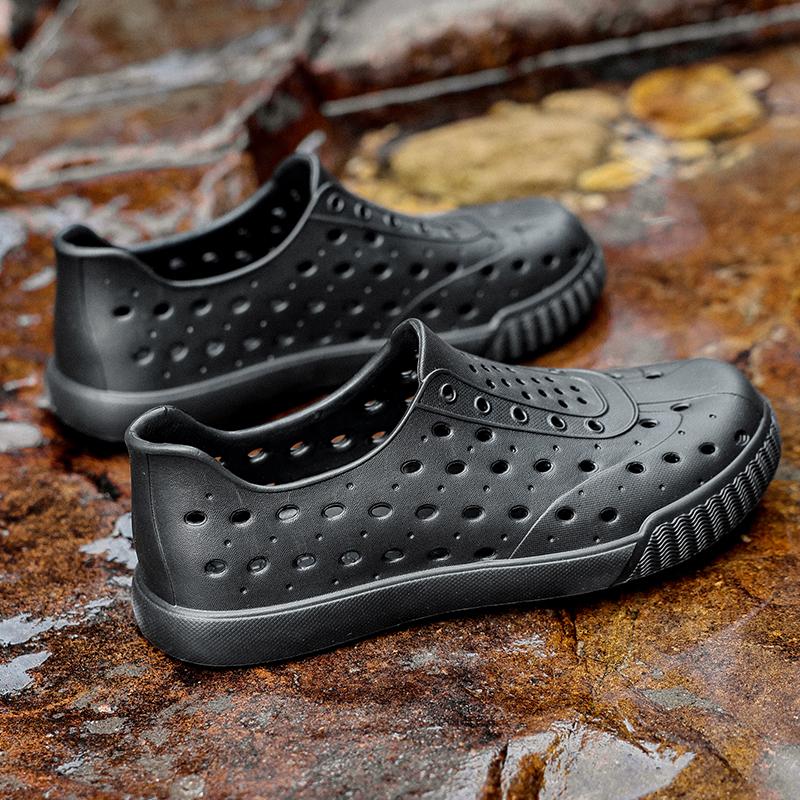 

Новые пляжные сандалии Перфорированная обувь Мужские Противоскользящие Рабочие Летние Садовые Обувь Водная обувь Ультралегкие Уличные Обувь для ходьбы 36 чёрный