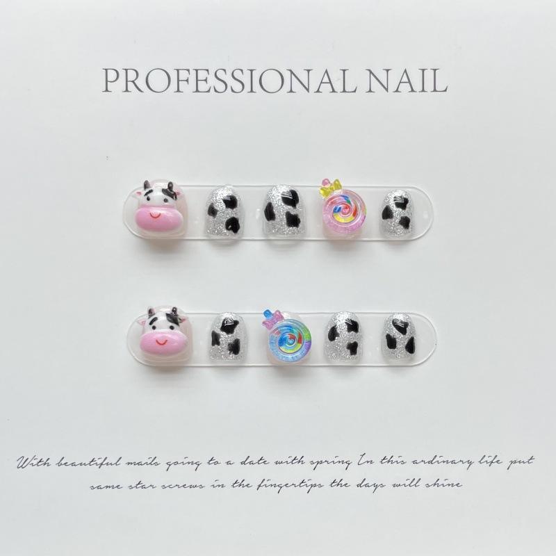 

10 шт./набор готовых детских накладных ногтей с героями мультфильмов, милые и симпатичные детские съемные накладные ногти, наклейки для ногтей M M