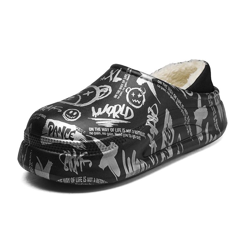 Cotton Slide Shoes For Men And Women, Autumn And Winter Home Wear, Anti-Skid, Warm, Thick-Soled, Fleece-Lined Cotton Shoes For Couples