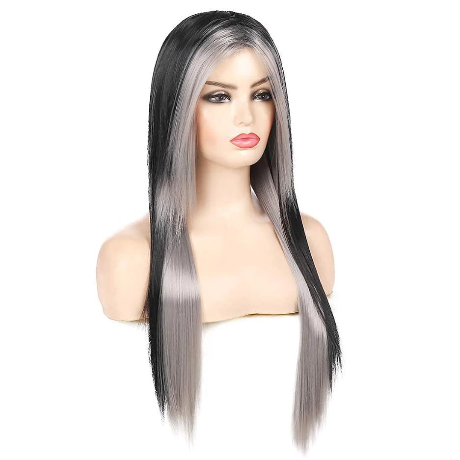 HAIRJOY Synthetische Haar Pruiken voor Vrouwen Lange Rechte Pruiken Zwart Rood Grappige Pruiken voor Dagelijks Kostuum Feest Cosplay Pruik