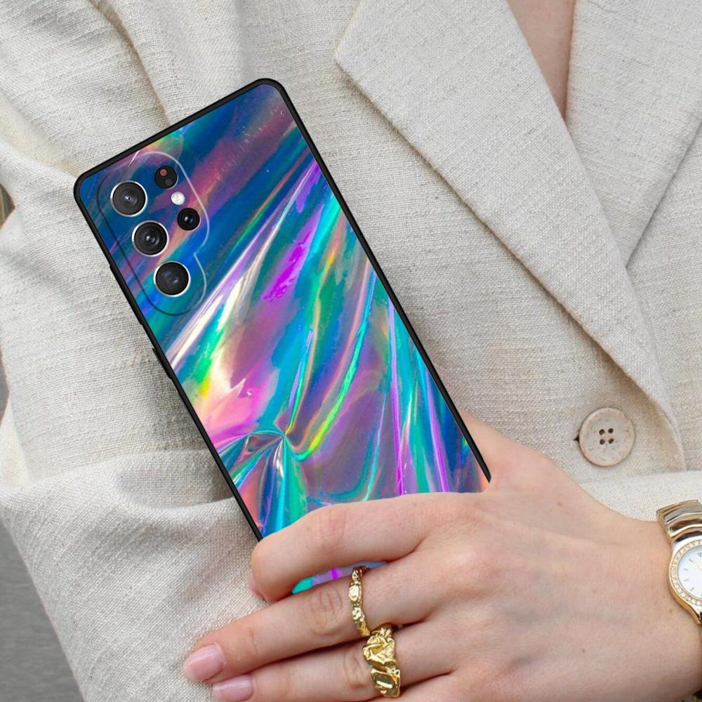 Iridescent Holographic Art Cell Phone Case for Samsung Galaxy S26 Ultra S25 S24 S23 S22 S21 S20 Note10 Cover
