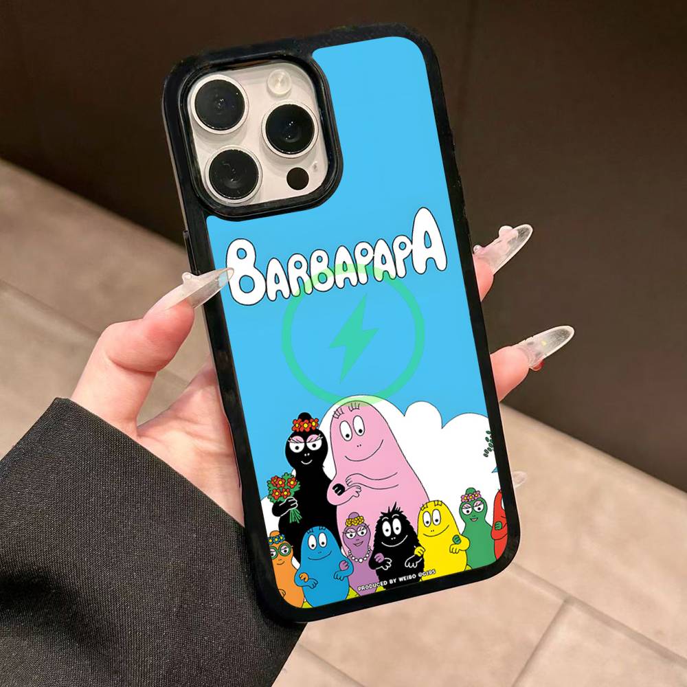 Cartoon Barbapapa Magnetic Wireless Phone Case For IPhone 17 16 15 14 Plus 13 12 11 Pro Max