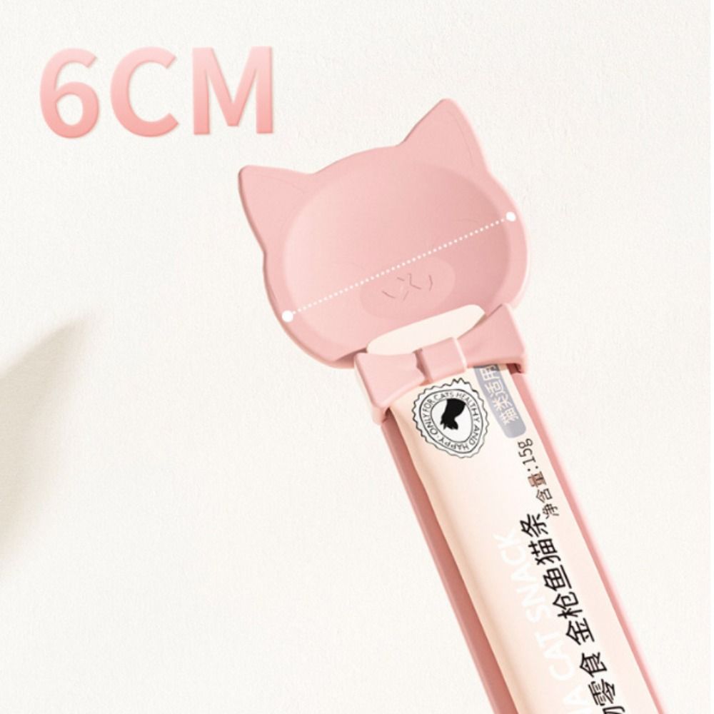 Portable Long Handle Cat Strip Feeder Spoon Durable Bite Resistant Lick Able Feeder Cartoon Pet Treat Spoon Household