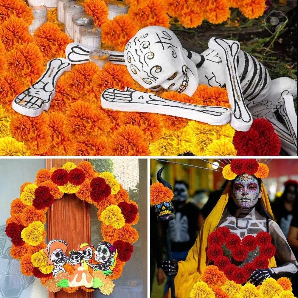 10Pcs DIY Fake Flower Heads Colorful Artificial Mexico Flowers Artificial Marigold Flowers Wreath