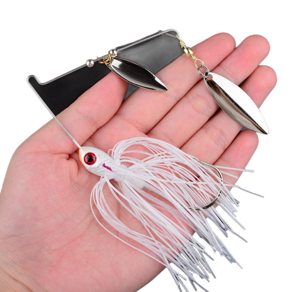 Bearded Guy Anti-Hang Spinner Blade Willow Leaf Jig Head Hook Artificial Fishing Bait 3-Pack