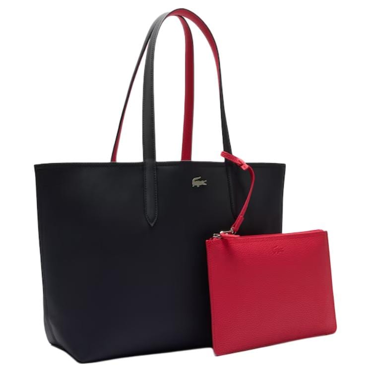LACOSTE PVC Tote Bag, Shopping Bag, Shoulder Bag, Handbag Women's Dark Blue & Red NF2142AA-Q19