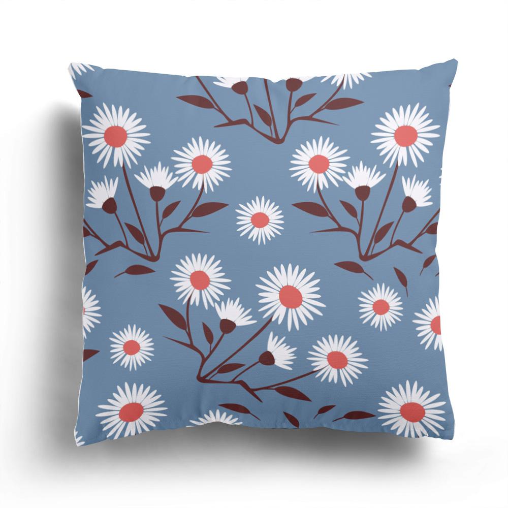 Small Fresh  Daisy Flower Short Plush Pillowcase Fashion  Cushion Cover Home Decor Sofa