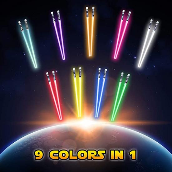 1 Paar LED-Lichtschwert-Essstäbchen, leuchtende Essstäbchen für Sushi-Nudeln, im Dunkeln leuchtende Essstäbchen, leuchten Partyzubehör