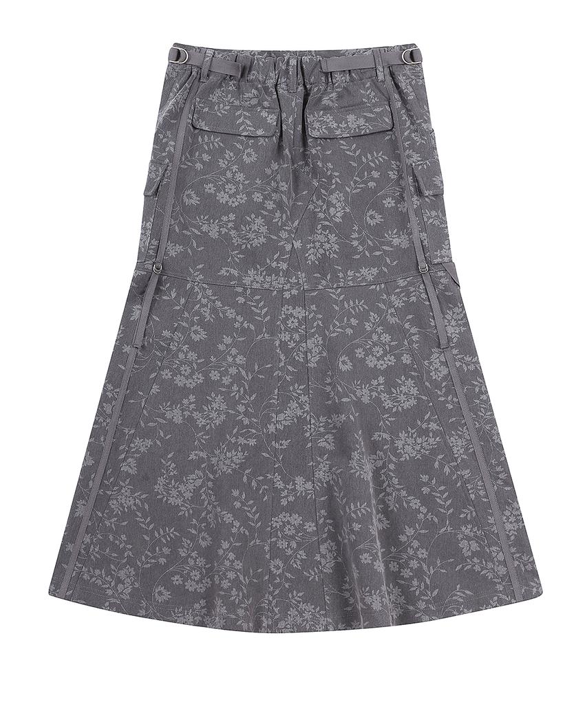 Love Is True Sy Cargo Long Skirt(Charcoal)