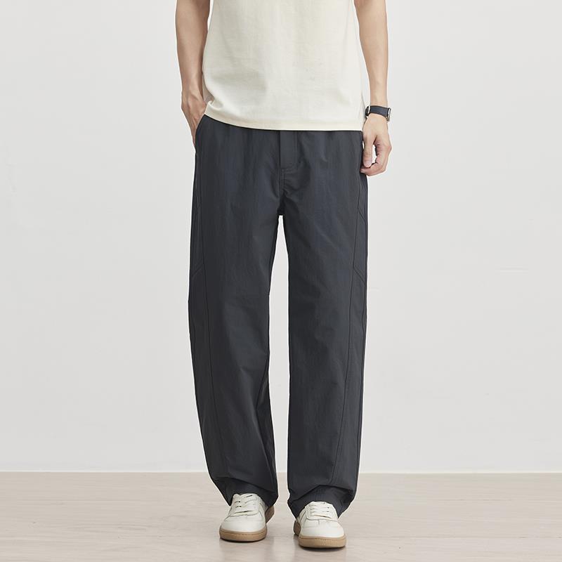 American simple and versatile casual pants men's spring new trend high-end straight loose wide-leg pants
