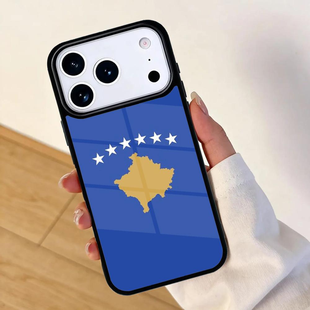 Kosovo Flagge Handyhülle für IPhone 17 AIR 16pro Max 15 14 13 12 11 Bumper Cover
