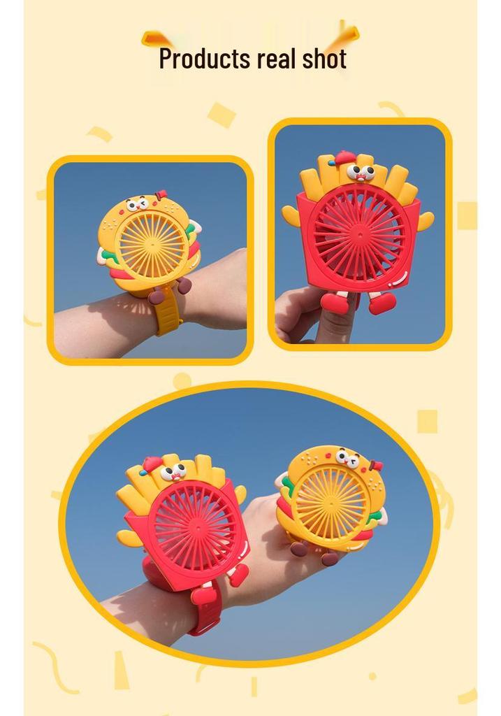 Portable Cartoon Hamburger French Fries Cooling Fan