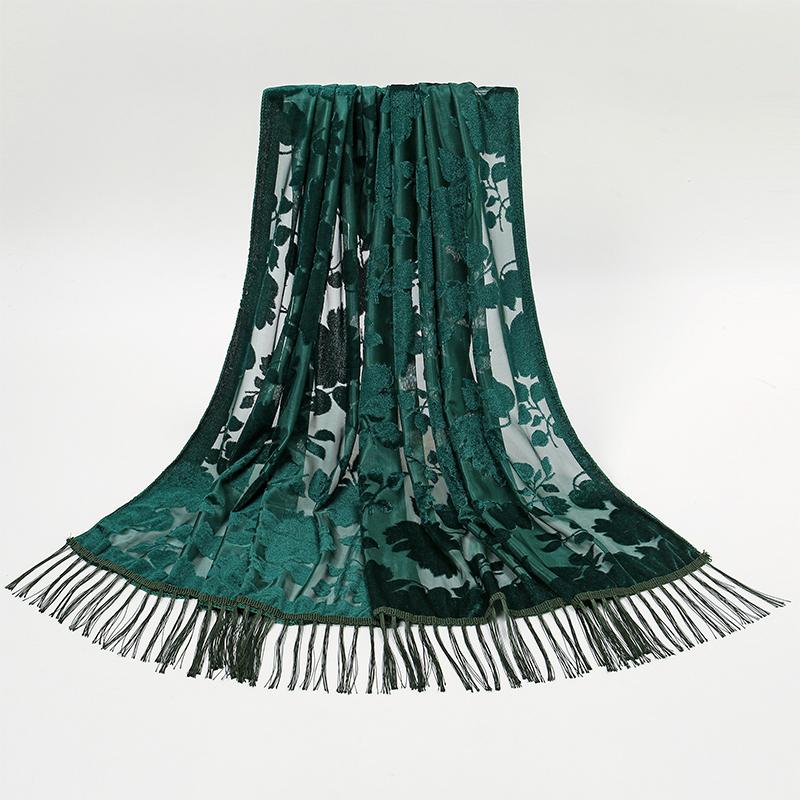 NEW Fashion Women Cut Flowers Hollow Lace Gradient Flower Silk Scarf Spring Shawls and Wraps Towel Femme Beach Sjaals