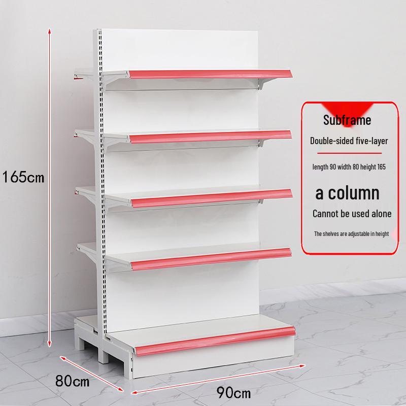 Adjustable Supermarket Display Rack for Snacks and Food, Single/Double-Sided, Ideal for Convenience Stores and Mother & Baby Products.