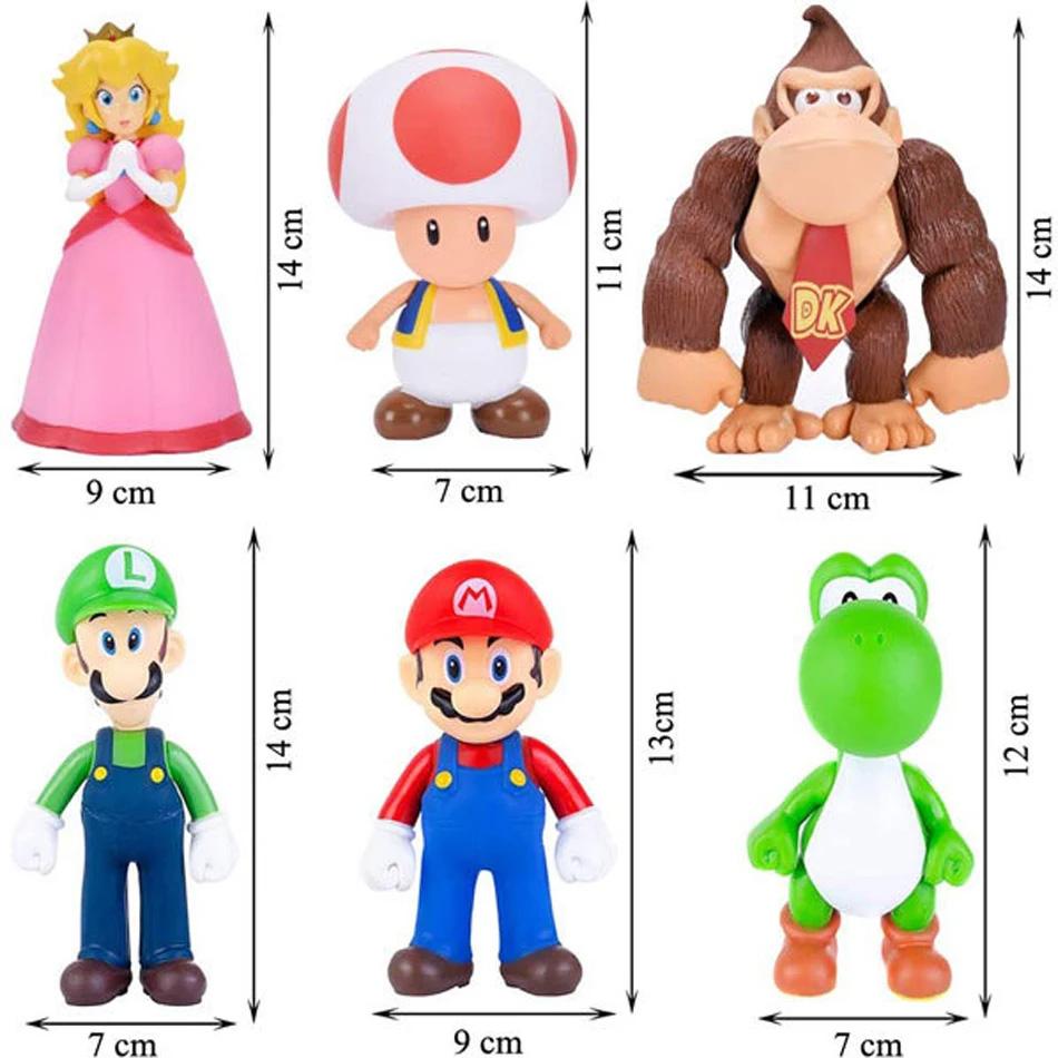 5/6/12Pcs Super Marios Bros Pvc Action Figure Toys Dolls Model Set Luigi Yoshi Donkey Kong Mushroomfor Birthday Gifts Decorative