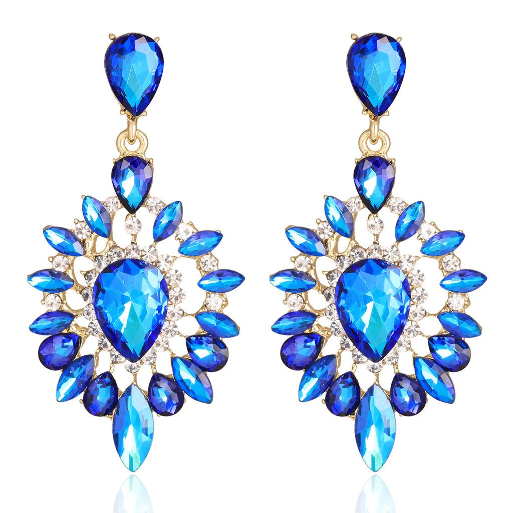 Geometric Elliptical Water Drop Earrings For Women With Rhinestone Dangle Jewelry Fashion Accessories
