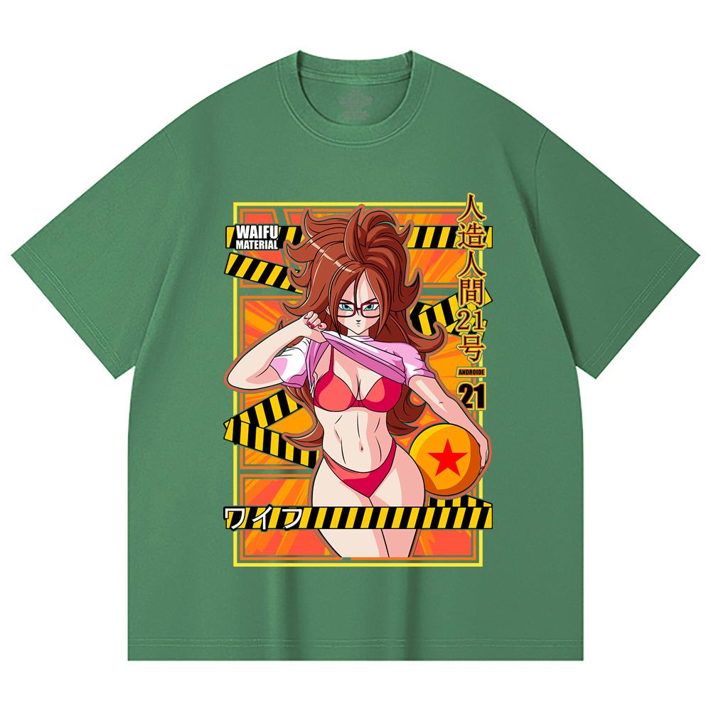 230 Gsm 100% Cotton Dragon Ball V25 Android 21 Waifu Print Unisex Heavy Cotton T Shirt