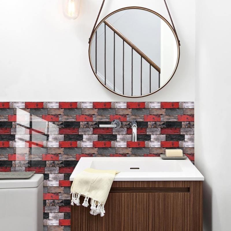 10pack Auto Adhesive 3D Brick Texture Wallpaper Waterproof PVC Decals For Backsplash And Feature Walls