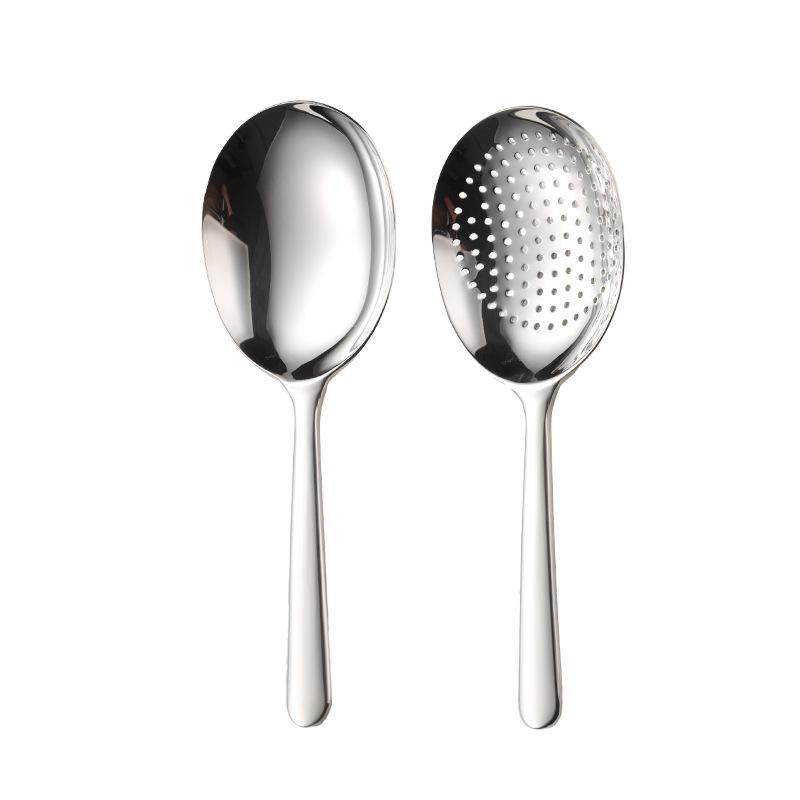 304 Stainless Steel Short Handle Bean Flower Spoon Heavy Oval Spoon Type Housewarming Kitchen Rice Spoon Colander Common Spoon