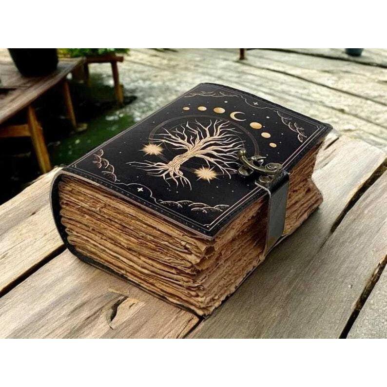

Большой кожаный гримуарный журнал Принт Древо Жизни Журнал Пустая Книга Заклинаний 7 x 5 in