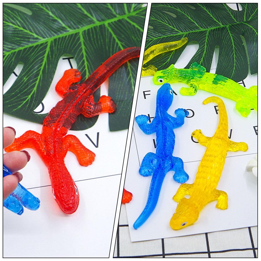 4pcs Toy Stretchy Sticky Props Stretchable Lizard Props Squishy Party Favors Random
