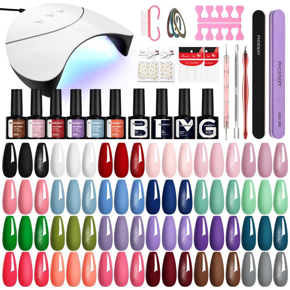PHOENIXY Nail Gel Polish Set With 36W Nail Gel Dryer Lamp 45 Colors Long Lasting Gel Varnish Gel Polish Nail Tools Kit