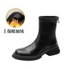 Cowhide version~ Leather thick-soled high knight boots, small but knee boots, fat mm long boots, elastic and thin boots