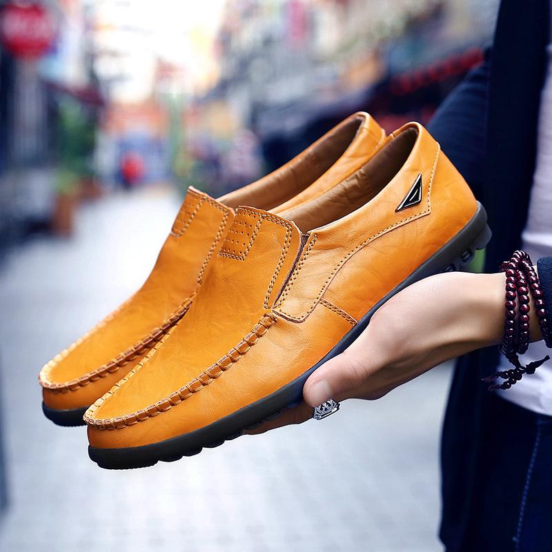 New Large Size Men's Genuine Leather Shoes Casual Leather Men's Shoes Slip on Shoes