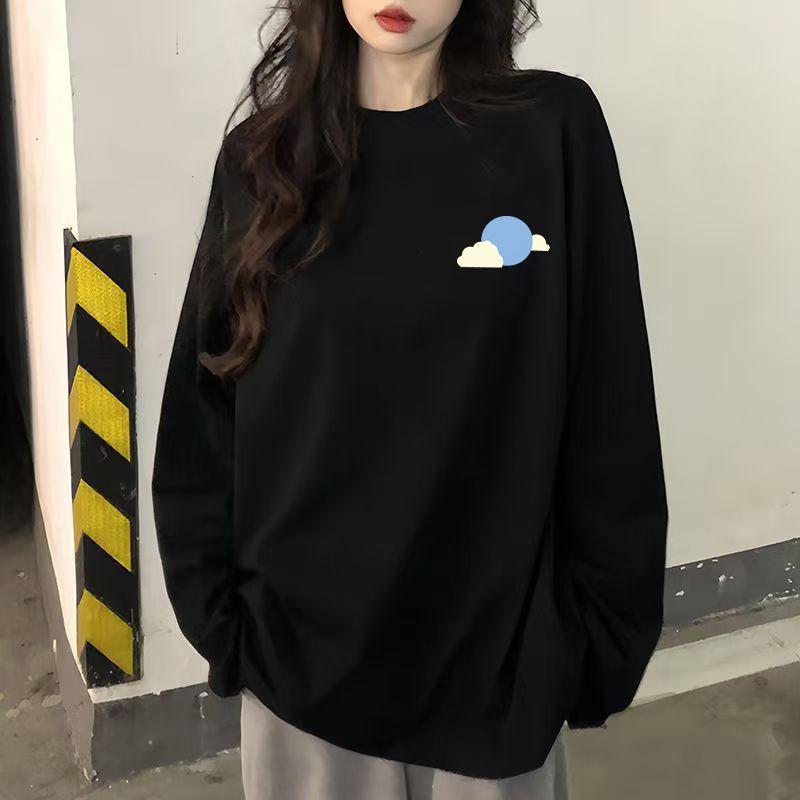 

100% Pure Cotton Women s Long Sleeve T-Shirt - American Minimalist Style, Letter Print, BF Fit, Trendy 2025 High Street. L 101-115 lbs