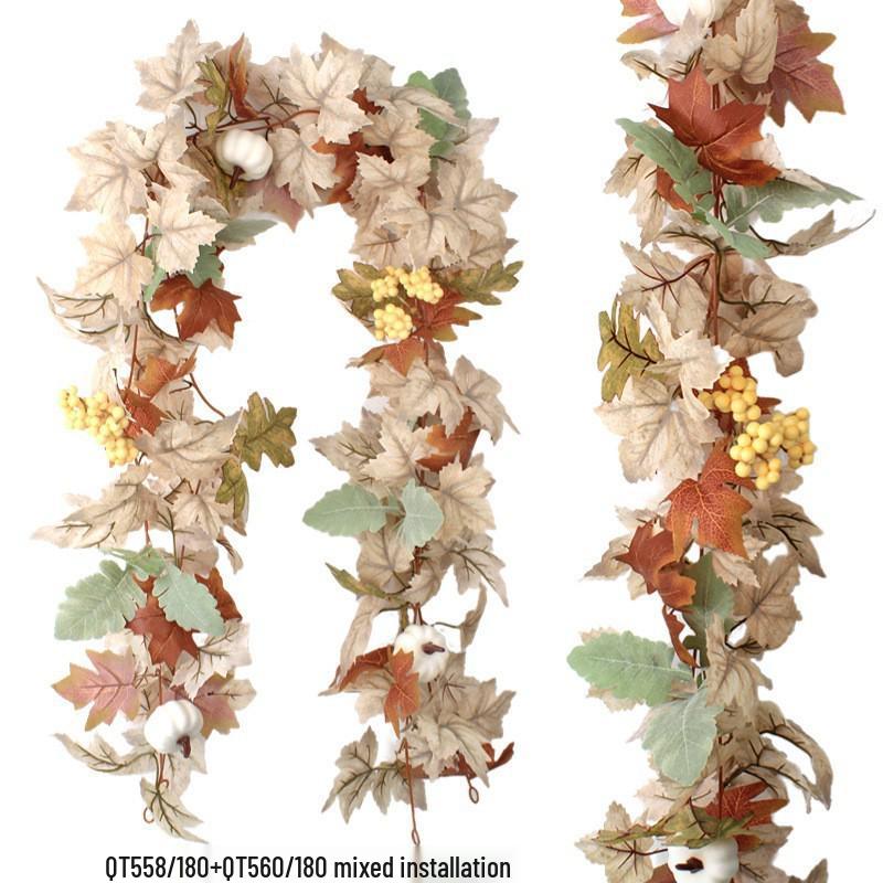Autumn White Maple Leaf Rattan Decor Pendant for Thanksgiving