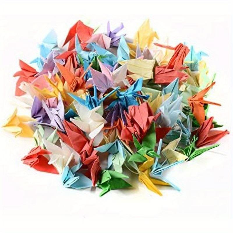 100pcs DIY Handmade Colorful Origami Cranes, Pure Handmade Origami Cranes, Creative Solid Color DIY Lucky Stars, Birthday Gift