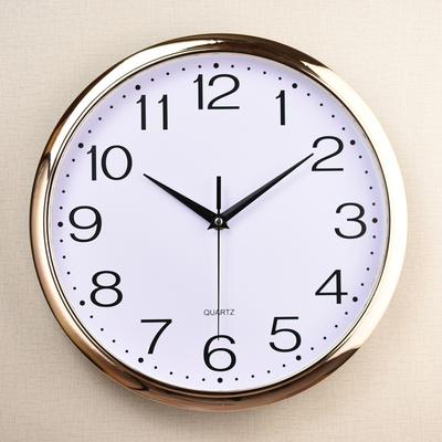 Horloge à quartz à placage électrolytique en plastique 12 pouces Horloge murale pour chambre à coucher salon Horloge simple Horloge publicitaire personnalisée