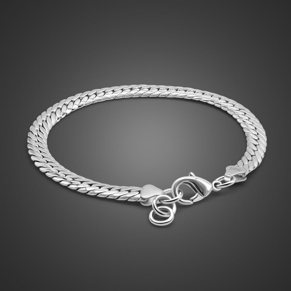 Trendy Men'S Bracelet Trendy Flat Snake Chain Silver-Plated Gold-Plated Men'S Jewelry Single Buckle Bracelet